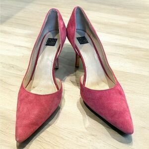 Size 8 SUPER FUN HOT PINK SUEDE PUMPS! Very comfy (my fave shoes)